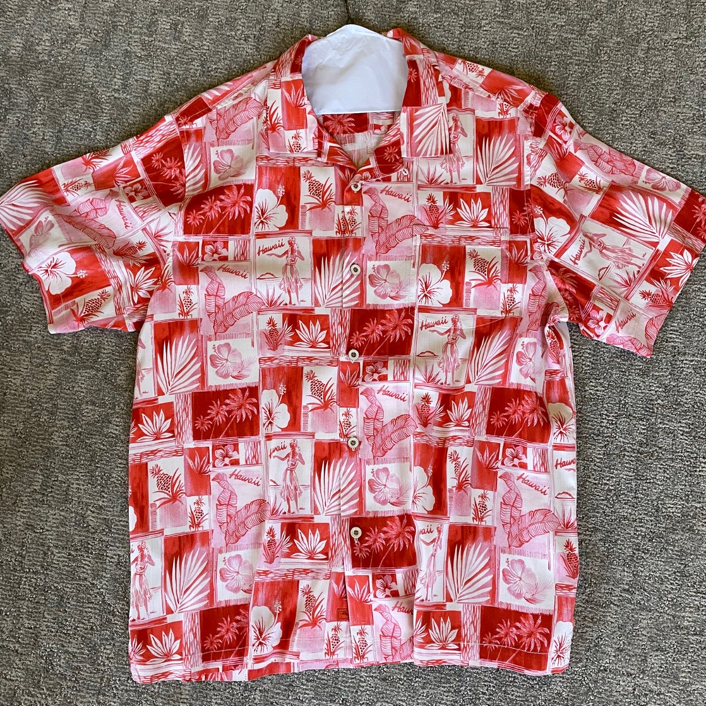 Tommy Bahama Red and White Casual Button Down Shirt
